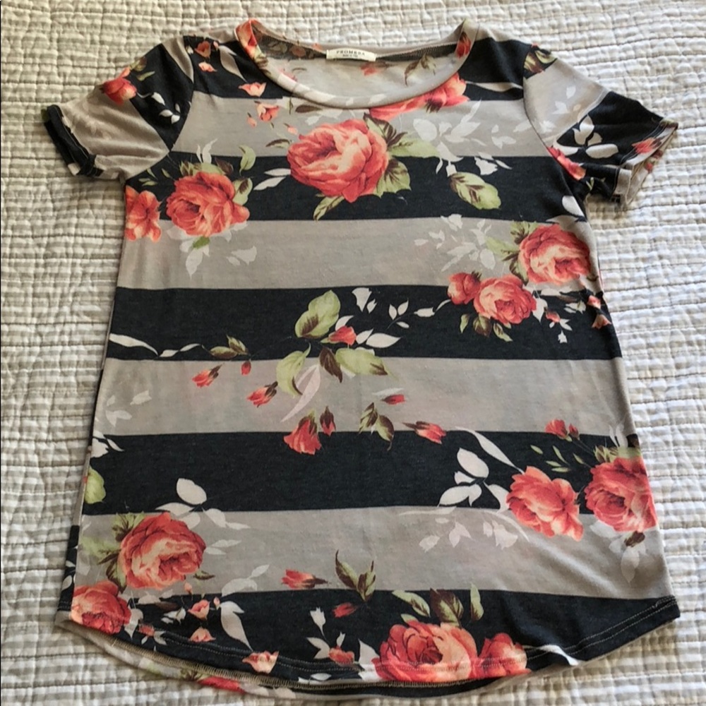 Striped Rose T Shirt